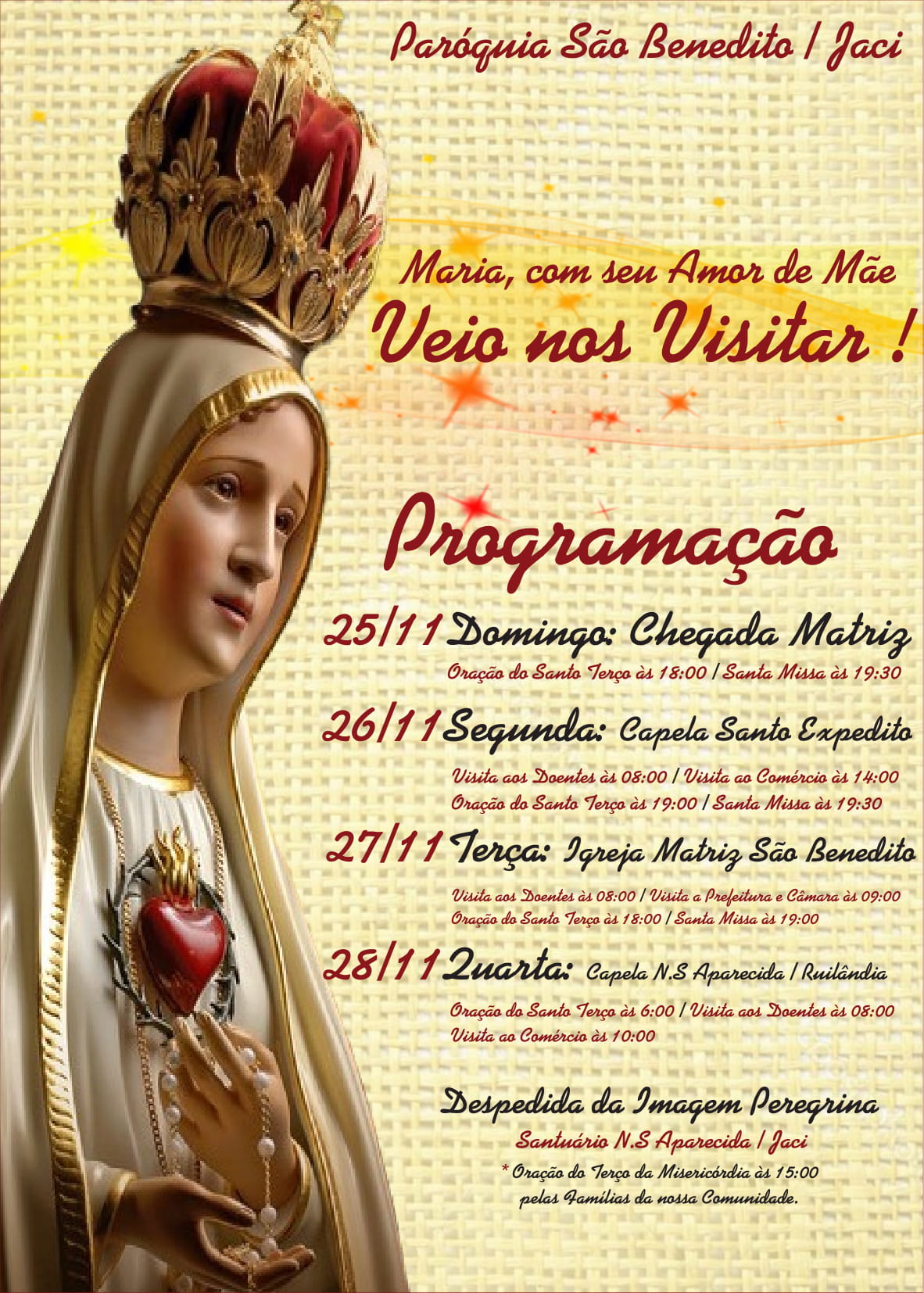 Paróquia São Benedito, Jaci: “Maria veio nos visitar”