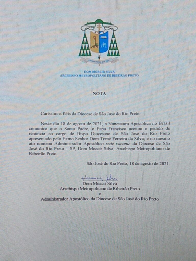 Mensagem De Dom Moacir Silva A Todos Diocesanos Diocese De São José Do Rio Pretosp 